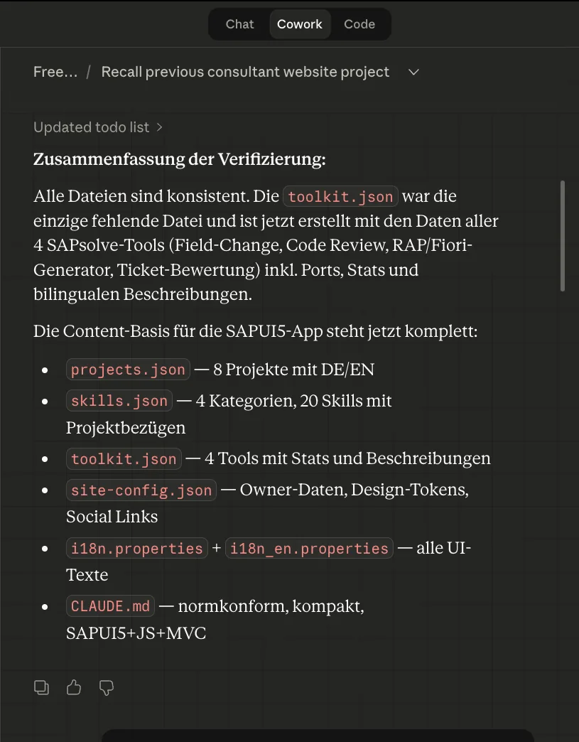 Content-Vorbereitung in der Cowork-Session