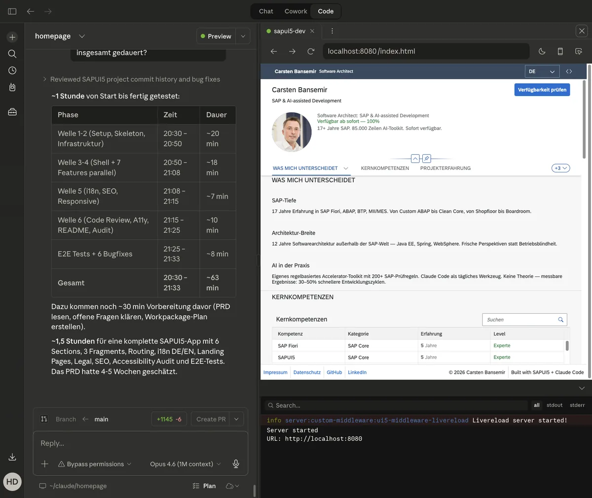 Implementierungs-Timeline: 63 Minuten für die komplette App
